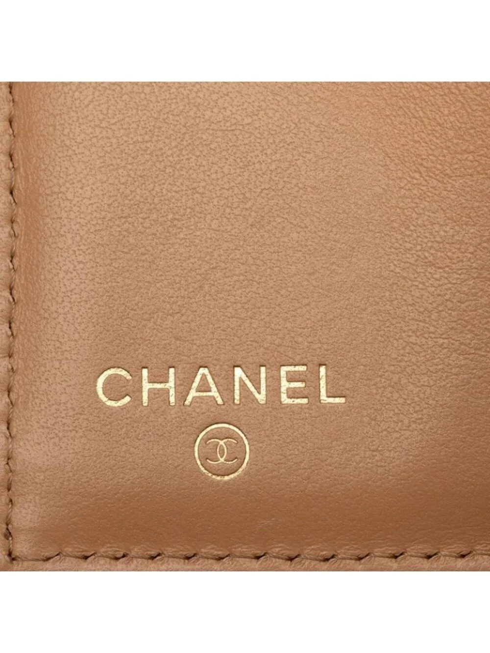 Chanel CC Logo Compact Wallet Trifold Beige Brown Canvas